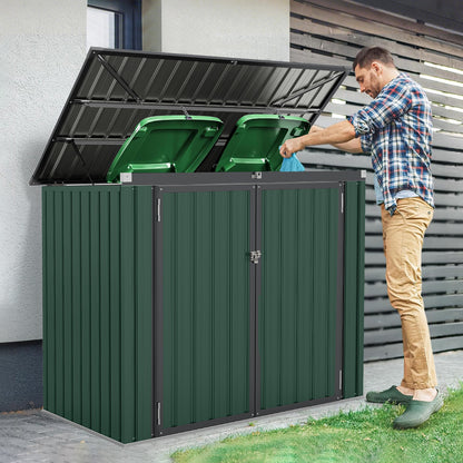 Buitenafvalbak – Tuinschuur – Opslagbox – Afvalcontainer – Tuinberging – Grote Lockable Buitenopslag – Gegalvaniseerd Stalen Frame – 172 x 95,5 x 130 cm