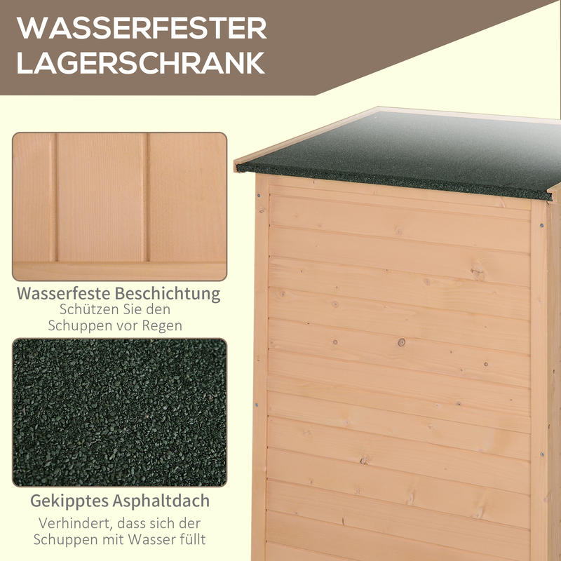 Large Outdoor Tool Shed with Shelving - Heavy-Duty Metal Frame & Natural Wood Construction, 75x56x115cm Weatherproof Storage Cabinet with Removable Shelves, Lockable Door & Ventilation System for Garden, Workshop, Patio - Cof