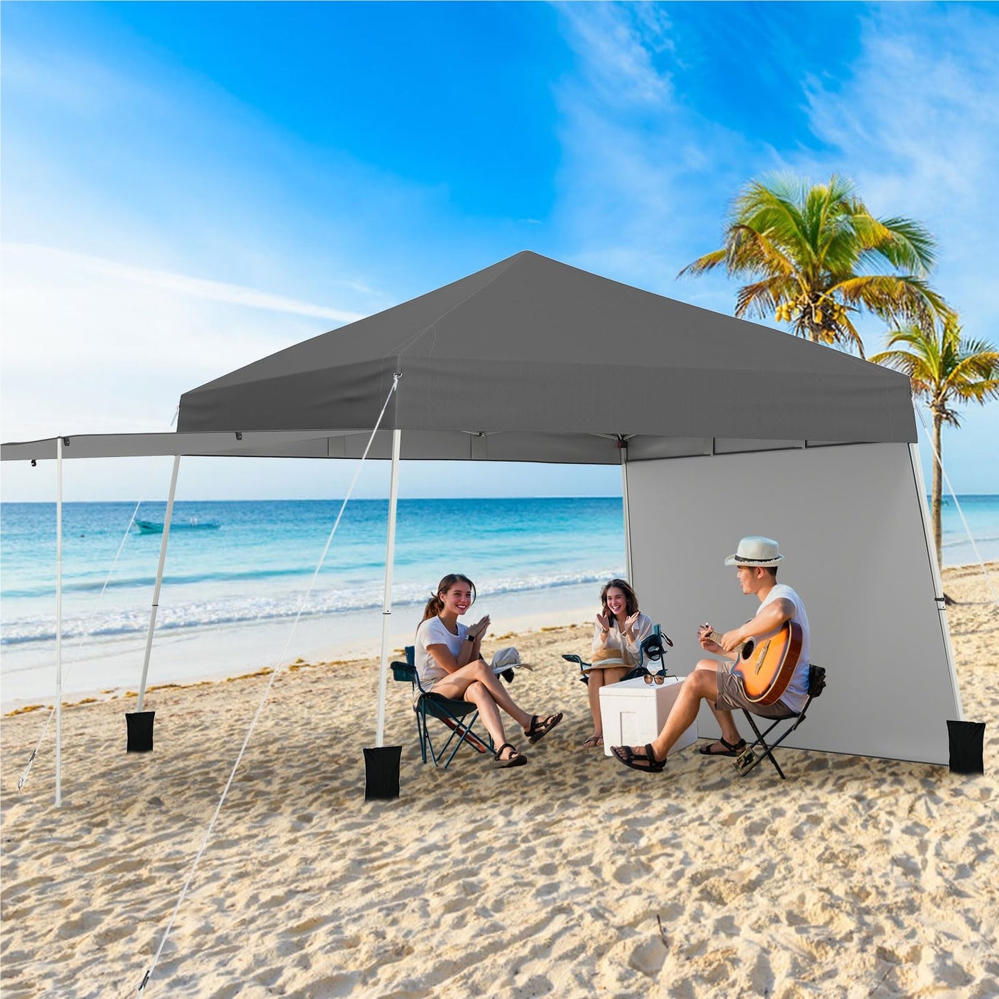 Pop-Up Paviljoen – Tuin Overkapping – Partytent – Vouwtent – Buitentent – UV Bescherming 50+ – Verstelbare Hoogte 3x4m Grijs