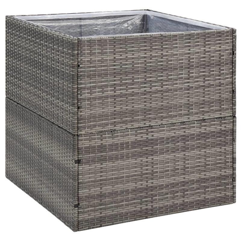 Bloemenrek – Bloemenstandaard – Plantenrek – Plantentafel – Plantenhouder – Polyrattan – Weerbestendig – 80x80x80 cm – Grijs