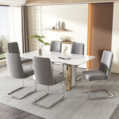 Fauteuil – Velvet Stoel – Lounge Stoel – Zithoek Meubel – Slaapkamerstoel – Diamantvormige Rugleuning – Luxe Stof – Zilverkleurig Metalen Frame