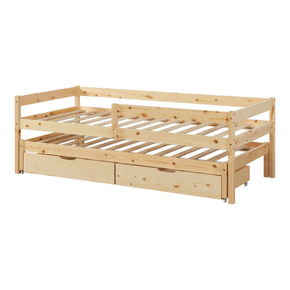 Dubbel Kinderbed – Stapelbed – Uitschuifbaar Bed – Kinderbed Met Laden – Bed Met Opbergruimte – 90x200 cm – Massief Dennenhout Natuurlijk