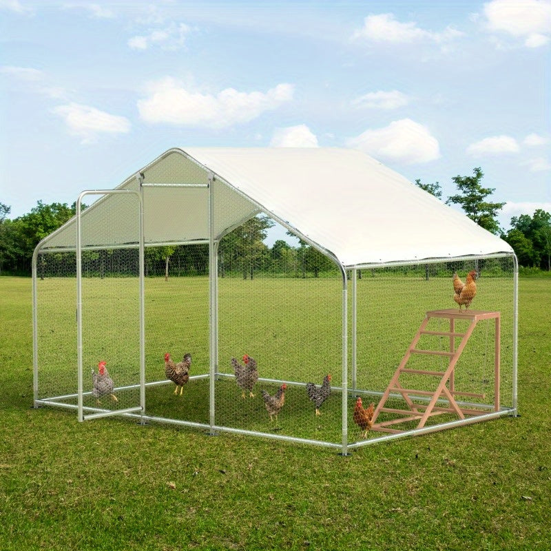 1pac Walk-in Chicken Coop for 20-40 Chickens, Large Metal Poultry Cage Run with Waterproof Cover, Outdoor Backyard Chicken House for Small Animals, Chicken Coop for Small Animals