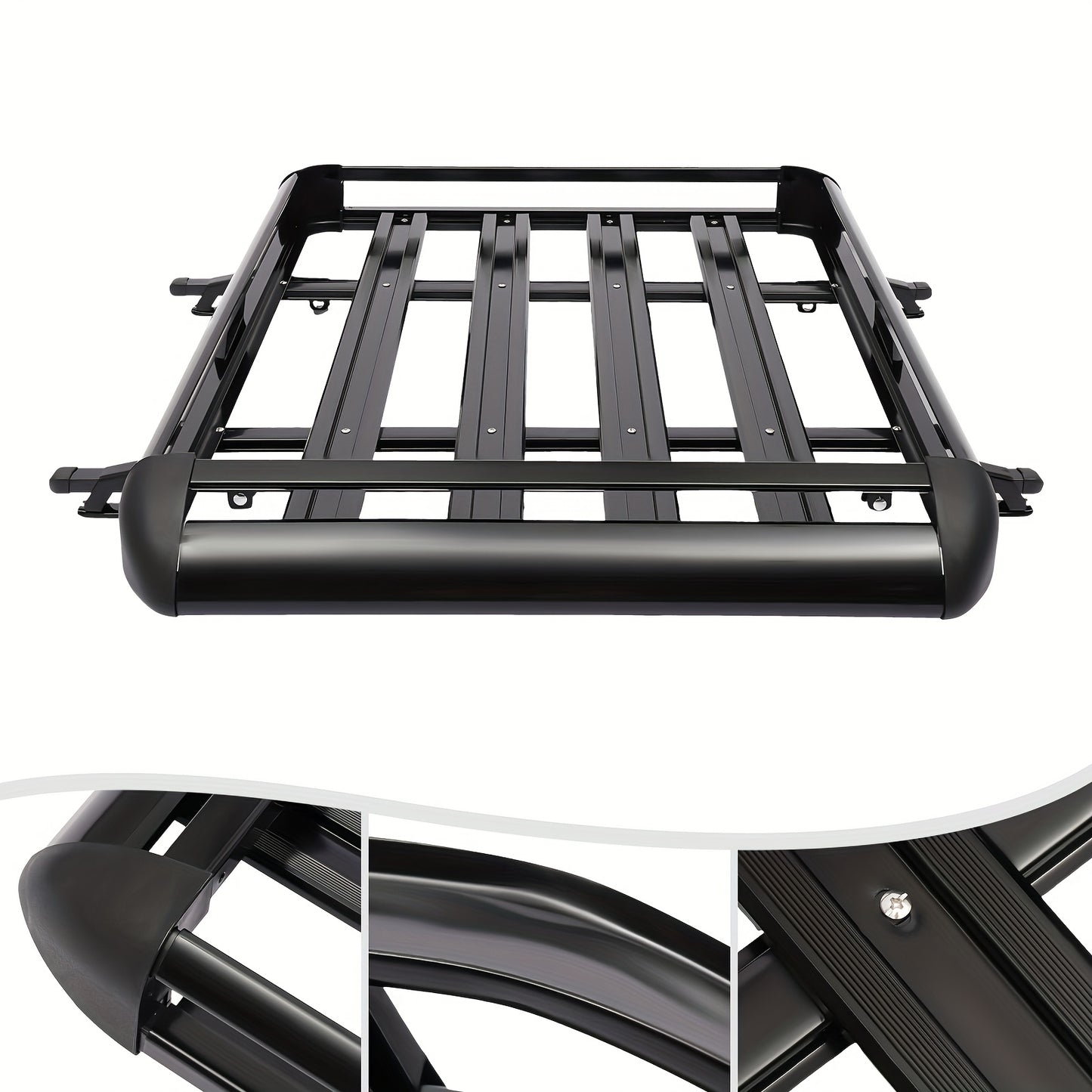 Dakkofferrek Aluminium – Dakmand – Bagagerek – Dakdrager – Universele Rooftop Cargo Basket – Zwart – 127x97 cm – Max 68 kg draagvermogen