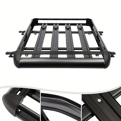 Dakkofferrek Aluminium – Dakmand – Bagagerek – Dakdrager – Universele Rooftop Cargo Basket – Zwart – 127x97 cm – Max 68 kg draagvermogen