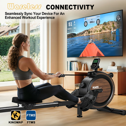 Magnetische Roeimachine – Roeier – Fitnessroeier – Thuisroeimachine – Trainingsapparaat – 16 Weerstandsniveaus – Draagvermogen 150 kg – Zwart – Draadloze Connectiviteit