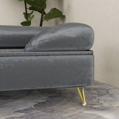 Huisdierenbank – Hondenbank – Kattenbank – Dierenbank – Huisdierenbed – Luxe Dutch Velvet – Afneembare Wasbare Hoes – 76x53,5x34 cm – Stevige Houten Constructie