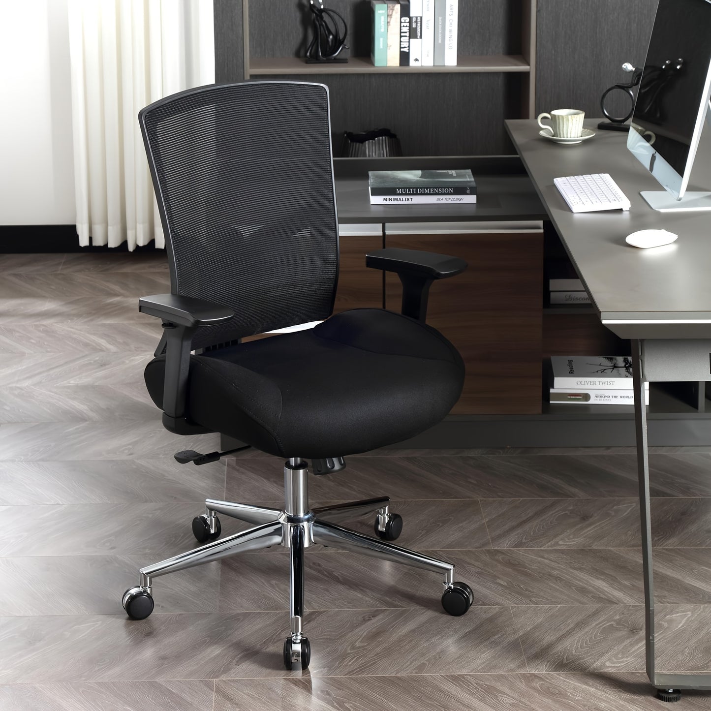 Bureaustoel – Office Chair – Computerstoel – Kantoorstoel – Ergonomische Stoel – Verstelbare Lendensteun & Armleuningen – Draagkracht 200 kg – Mesh Design Zwart