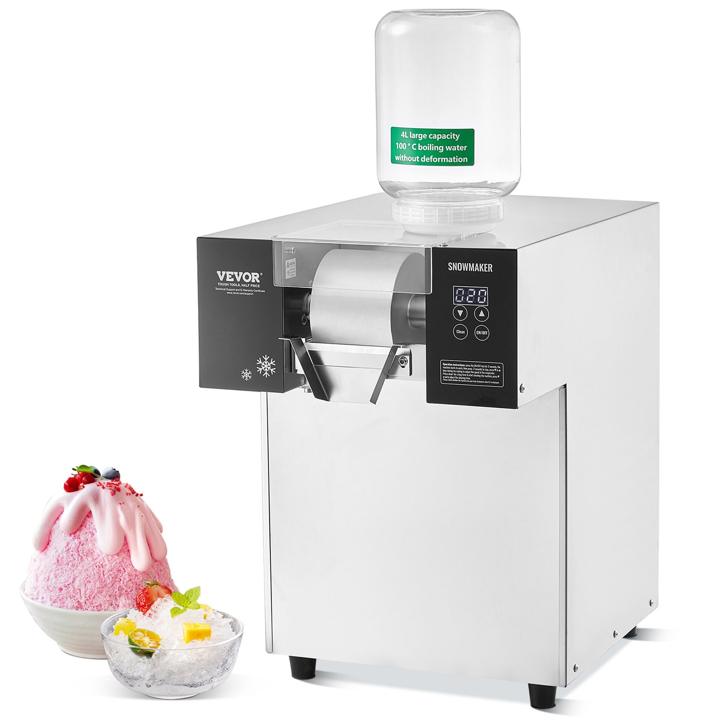 Sneeuwvlok-ijsmachine – Spaghetti-ijsmachine – IJsblokjesmachine – IJs-schaafmachine – RVS ijsmachine – Continue productie 175 kg/24u – Intuïtief touchscreen bedieningspaneel