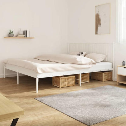 Bedframe – Bedombouw – Boxspring – Slaapkamerbed – Ledikant – Metaal Wit – 180x200 cm – Stevig en Modern Design