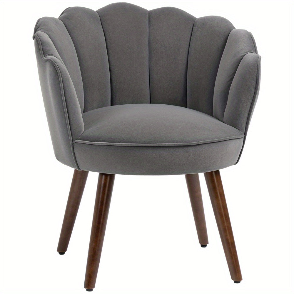 Eetkamerstoel – Keukenstoel – Stoel Met Rugleuning – Woonkamerstoel – Zitmeubel – Polyester Bekleding – Massief Houten Onderstel – Donkergrijs – 66 x 72 x 79 cm