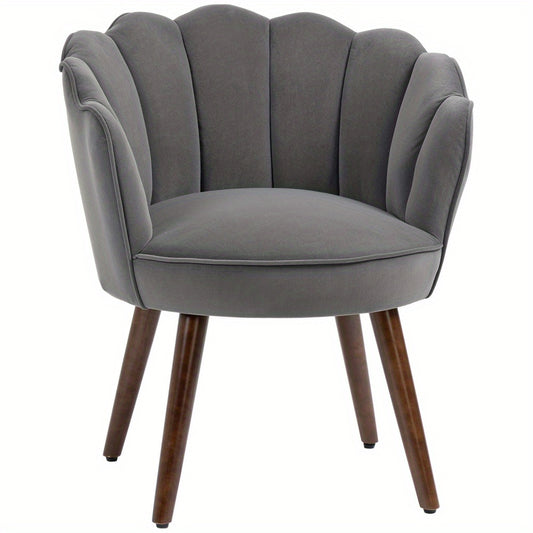 Eetkamerstoel – Keukenstoel – Stoel Met Rugleuning – Woonkamerstoel – Zitmeubel – Polyester Bekleding – Massief Houten Onderstel – Donkergrijs – 66 x 72 x 79 cm