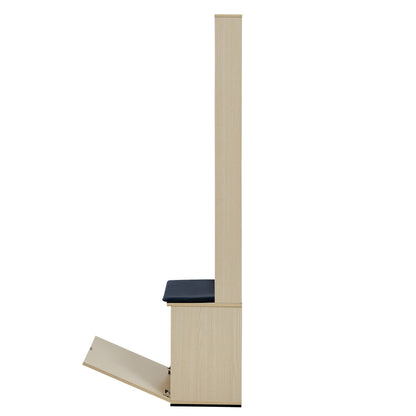 BTM Hallway Coat Rack, Coat Panel with Bench and Storage Space, Wood-Look Coat Furniture with 4 Hooks and Soft Cushion, Modern Design, 179.5 cm