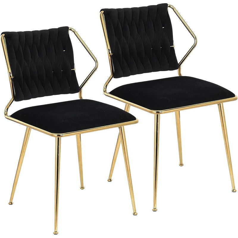 Fluwelen Eetkamerstoel – Stoel – Dining Chair – Armstoel – Zithoekstoel – Set van 2 – Ergonomisch Design – Gouden Metalen Poten