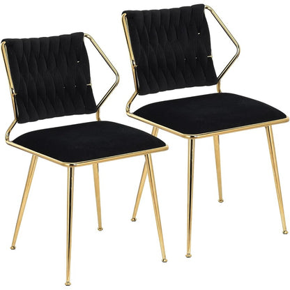 Fluwelen Eetkamerstoel – Stoel – Dining Chair – Armstoel – Zithoekstoel – Set van 2 – Ergonomisch Design – Gouden Metalen Poten