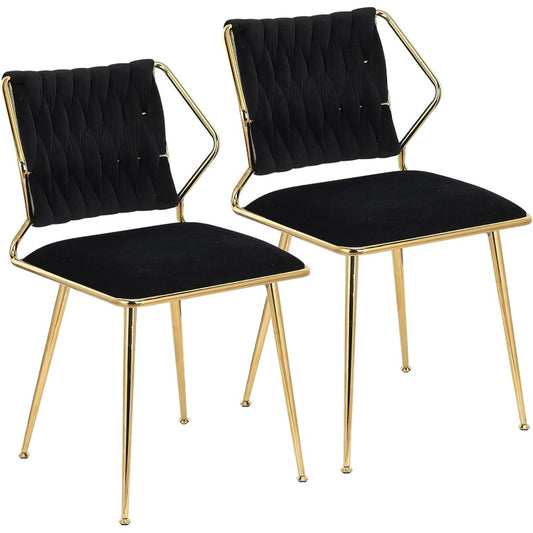 Fluwelen Eetkamerstoel – Stoel – Dining Chair – Armstoel – Zithoekstoel – Set van 2 – Ergonomisch Design – Gouden Metalen Poten
