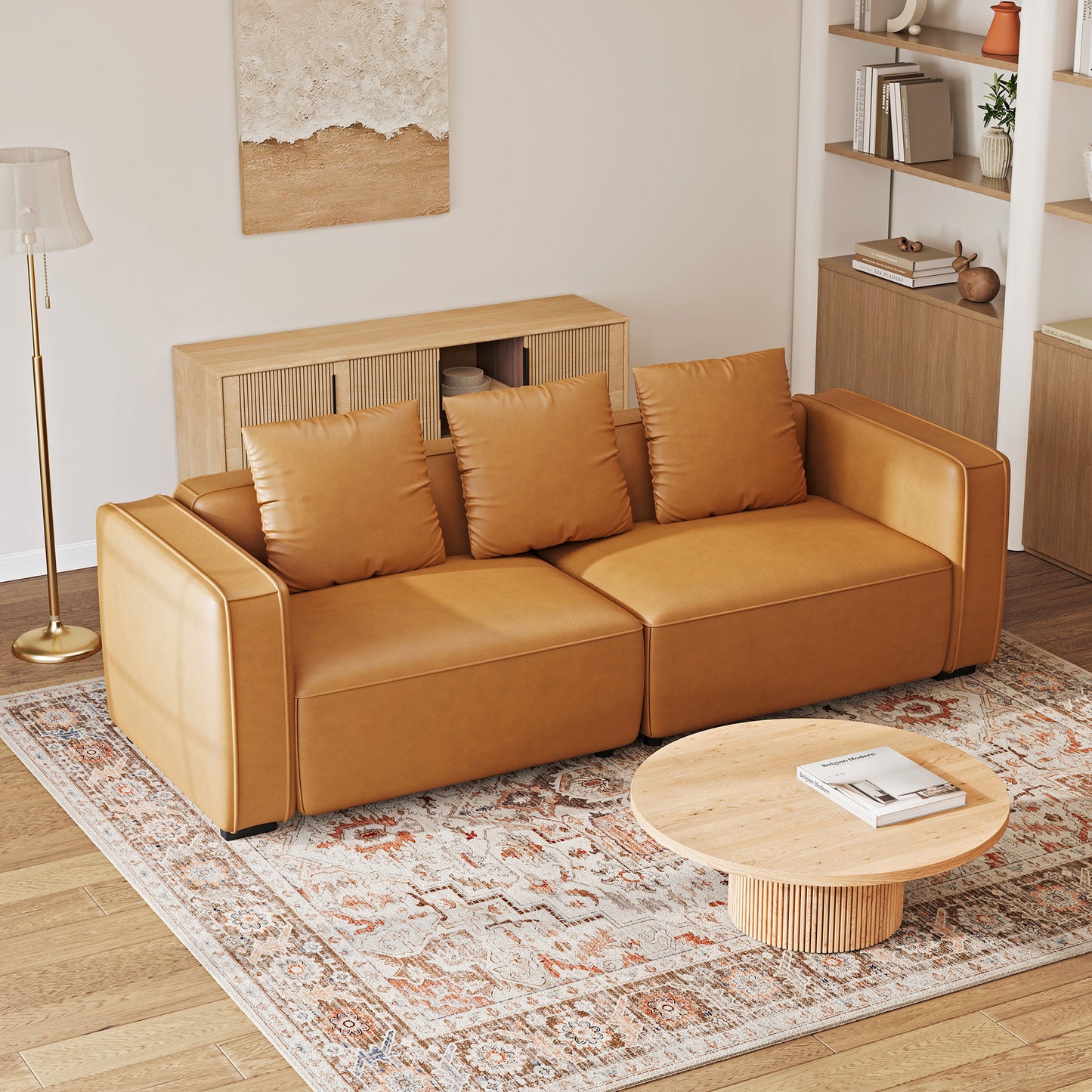 220.98 cm Sofa Couch for Living Room Faux Leather Loveseat, Apartment, Lounge, Offi