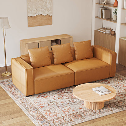 220.98 cm Sofa Couch for Living Room Faux Leather Loveseat, Apartment, Lounge, Offi