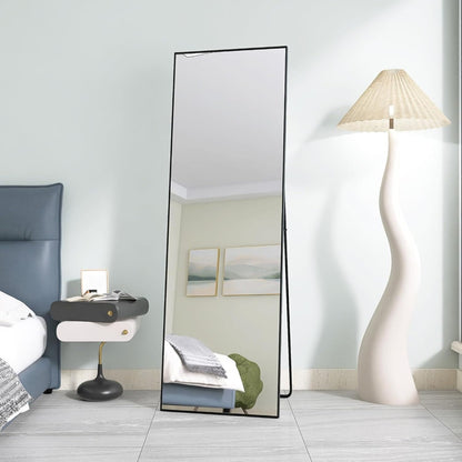 Standspiegel – Vloerspiegel – Grote Spiegel – Wandspiegel – Aluminium Lijst – 180x80 cm – Mat Zwarte Afwerking
