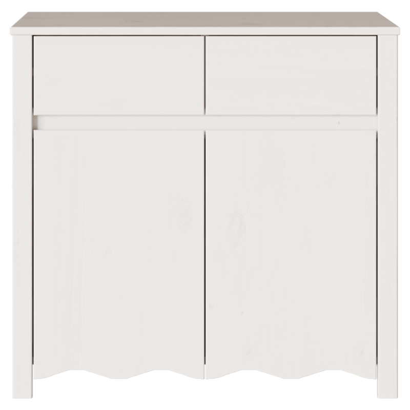 Dressoir – Sideboard – Opbergkast – Ladekast – Kast – Wit gelakt – Massief hout & spaanplaat – Compact 79x43x75,5 cm