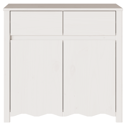 Dressoir – Sideboard – Opbergkast – Ladekast – Kast – Wit gelakt – Massief hout & spaanplaat – Compact 79x43x75,5 cm