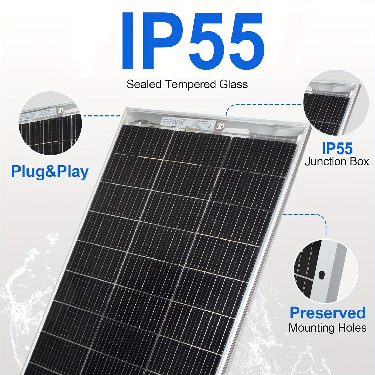 120W Zonnepaneel – Solar Paneel – Photovoltaïsch Paneel – Rigid Zonnepaneel – Transparant Zonnepaneel – Monokristallijn Silicium – Compact & Licht Gewicht – Inclusief 90cm Kabel