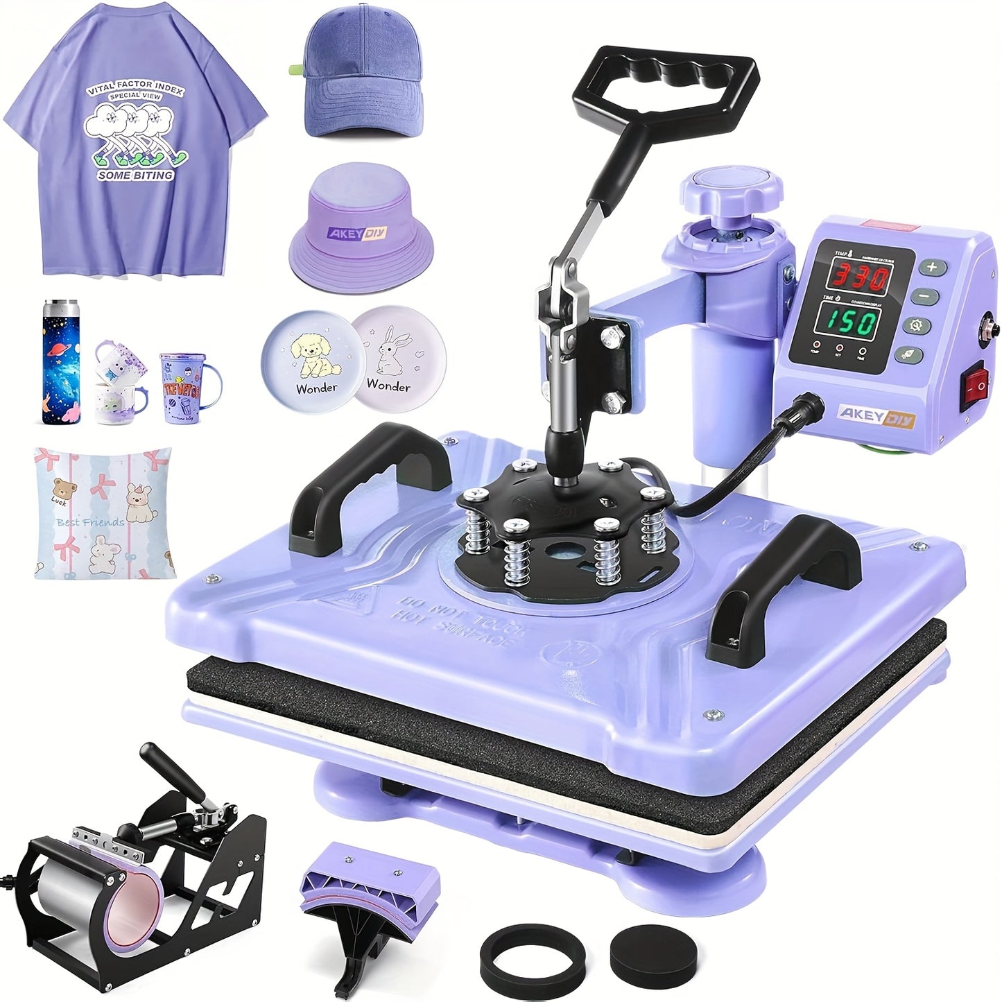 Transferpers – Hittepers – Warmtepers – Heat Press Machine – Textielpers – 30 x 38 cm Werkoppervlak – 360° Draaibaar