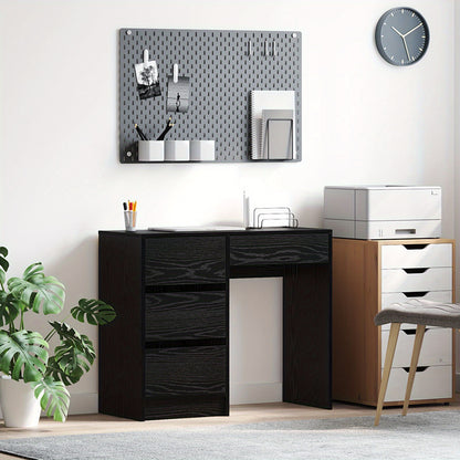Bureau – Schrijftafel – Thuiskantoor Desk – Modern Bureau – Eigentijds Bureau – Massief Hout – 90 x 37,5 x 75 cm – Zwart Eikenhout