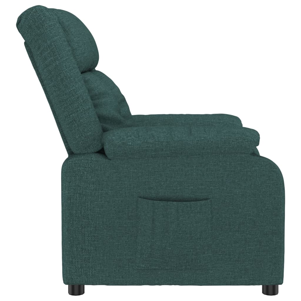 Verstelbare Fauteuil – Relaxstoel – Lounge Stoel – Leunstoel – Zithoek Stoel – Donkergroen – 3-standen Verstelbare Rugleuning en Voetsteun – Ademend en Onderhoudsvriendelijk Stofmateriaal