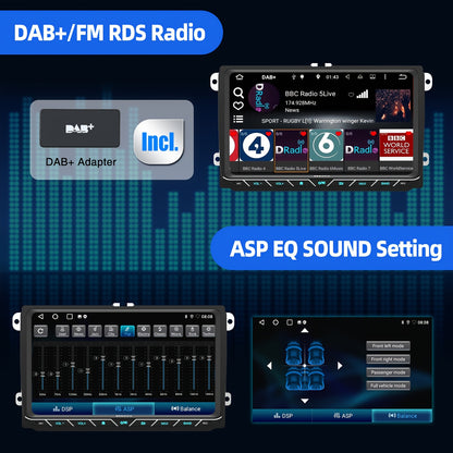 Multifunctionele 9 inch autoradio – Android car stereo – Multimedia speler – GPS navigatie – Carplay auto radio – Met DAB+ adapter en microfoon – IPS touchscreen – 4GB RAM 64GB opslag