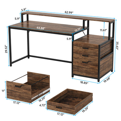 Bureau – Computertafel – Hoekbureau – Schrijftafel – Werktafel – L-Vormig Hoekbureau – Vintage Bruin – Ergonomisch Ontwerp – Stevig Gelamineerd Spaanplaat