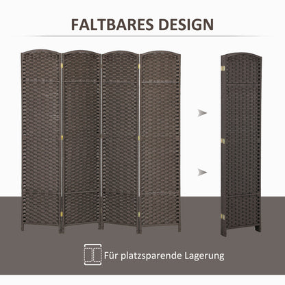 Kamerscherm – Room Divider – Scheidingswand – Privacy Scherm – Ruimteverdelers – Bruin – Vierdelig – Opvouwbaar – Lichtgewicht – Hoogte 150 cm