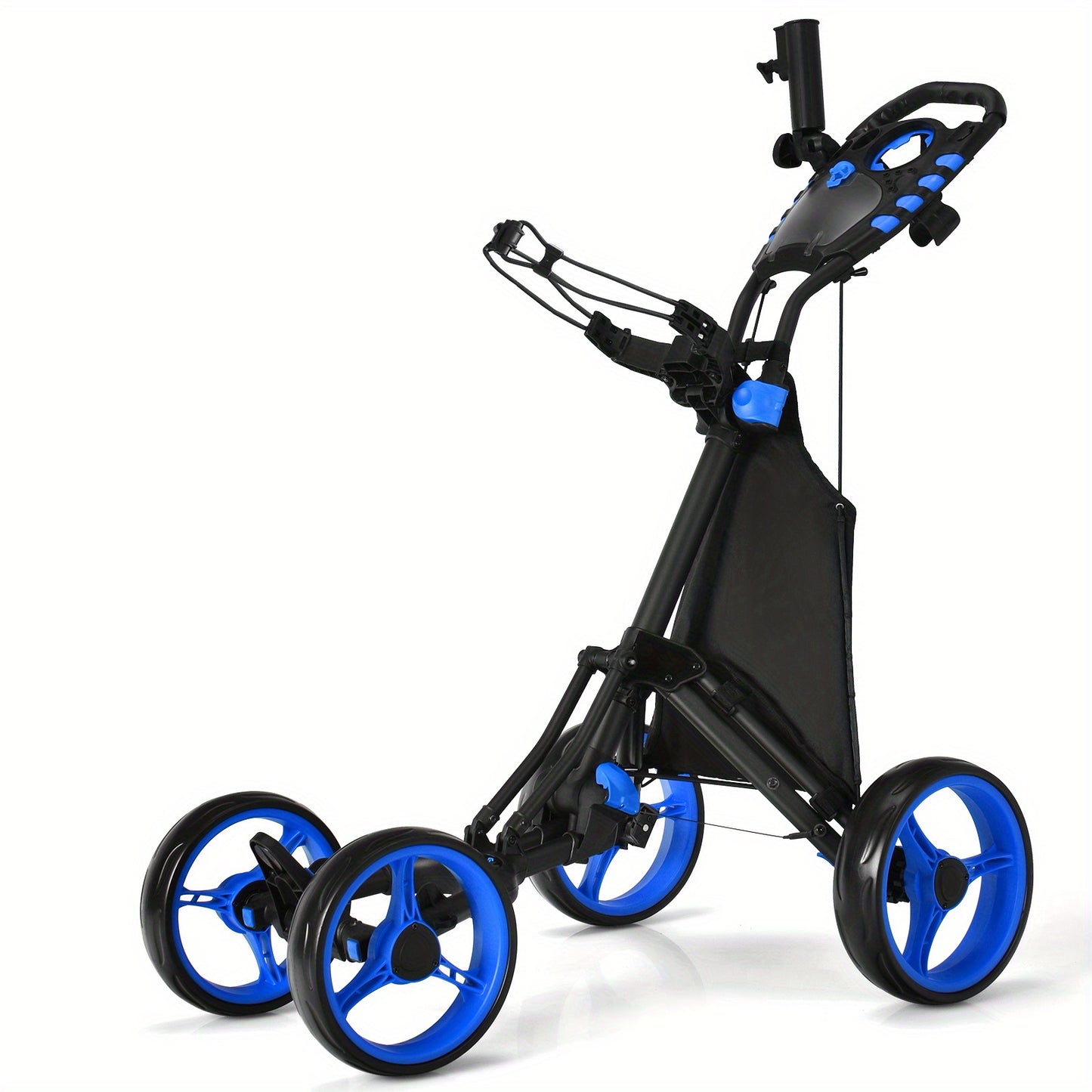 Golfkarretje – Golftrolley – Golfwagen – Golfpushcart – Golfcaddy – Lichtgewicht Opvouwbaar – Blauwe Wielen