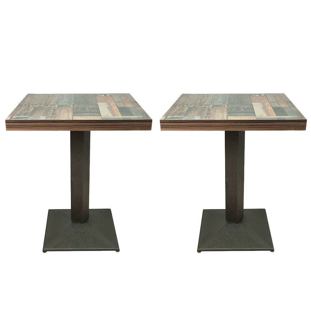 Heavy-Duty Tafel – Vierkante Eettafel – Bistrotafel – Restauranttafel – Cafétafel – 2 Stuks 60x60x75 cm – Industrieel Design – Houtlook Met Gemakkelijk Schoon Te Maken Oppervlak