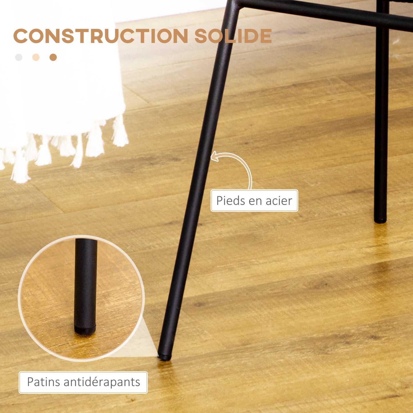 Eetkamerstoelen – Stoelen – Keukenstoelen – Design Stoelen – Zwarte Stoelen – Bohemian Design – Gevlochten Imitatie Rattan – Metaal Onderstel – Set Van 2 – Comfortabel & Stevig