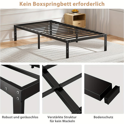 Stalen Bedframe – Metaal Bed – Bedbodem – Lattenbodem – Frame Bed – 150 x 200 cm – Stevig Stalen Frame – Anti-slip Matrashouder