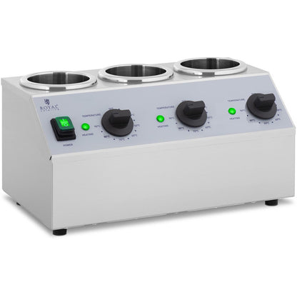 Flesverwarmer – Sausverwarmer – Warmhoudstation – Flessenverwarmer – Sauzenwarmer – 3x 1L capaciteit – Instelbare temperatuur 40-90°C – 550W vermogen – RVS behuizing