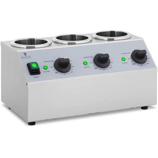 Flesverwarmer – Sausverwarmer – Warmhoudstation – Flessenverwarmer – Sauzenwarmer – 3x 1L capaciteit – Instelbare temperatuur 40-90°C – 550W vermogen – RVS behuizing
