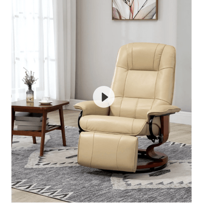 HOMCOM Relax chair TV chair with reclining function Fubrest 360 rotating bar TV chair with wooden legs for living room Artificial leather Cr..., Living Room Seating, Tv Watching Chair, Reclining Footrest Chair, Swivel Recline