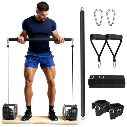 Full-Body Home Strength Training Machine with Magnetic Resistance System - Adjustable 7-17kg Weight for Squats, Presses, Press | Multifunctional Fitness Station Suitable for &, Solid Wood Base, No Electronics/ Setup (Full Acc