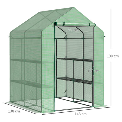 Kweekkas – Broeikas – Tuinkas – Plantenkas – Mini Kas – Loop-in Design – 8 Planken – Gepoedercoat Stalen Frame – Waterdichte UV-bestendige PE Hoes – Groen