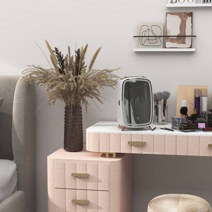 Mini Koelkast – Cosmetica Koelkast – Mini Bar – Koelkastje – Draagbare Koelkast – 6L Inhoud – Verlichte Make-up Spiegel – Stil Geluid – Wit