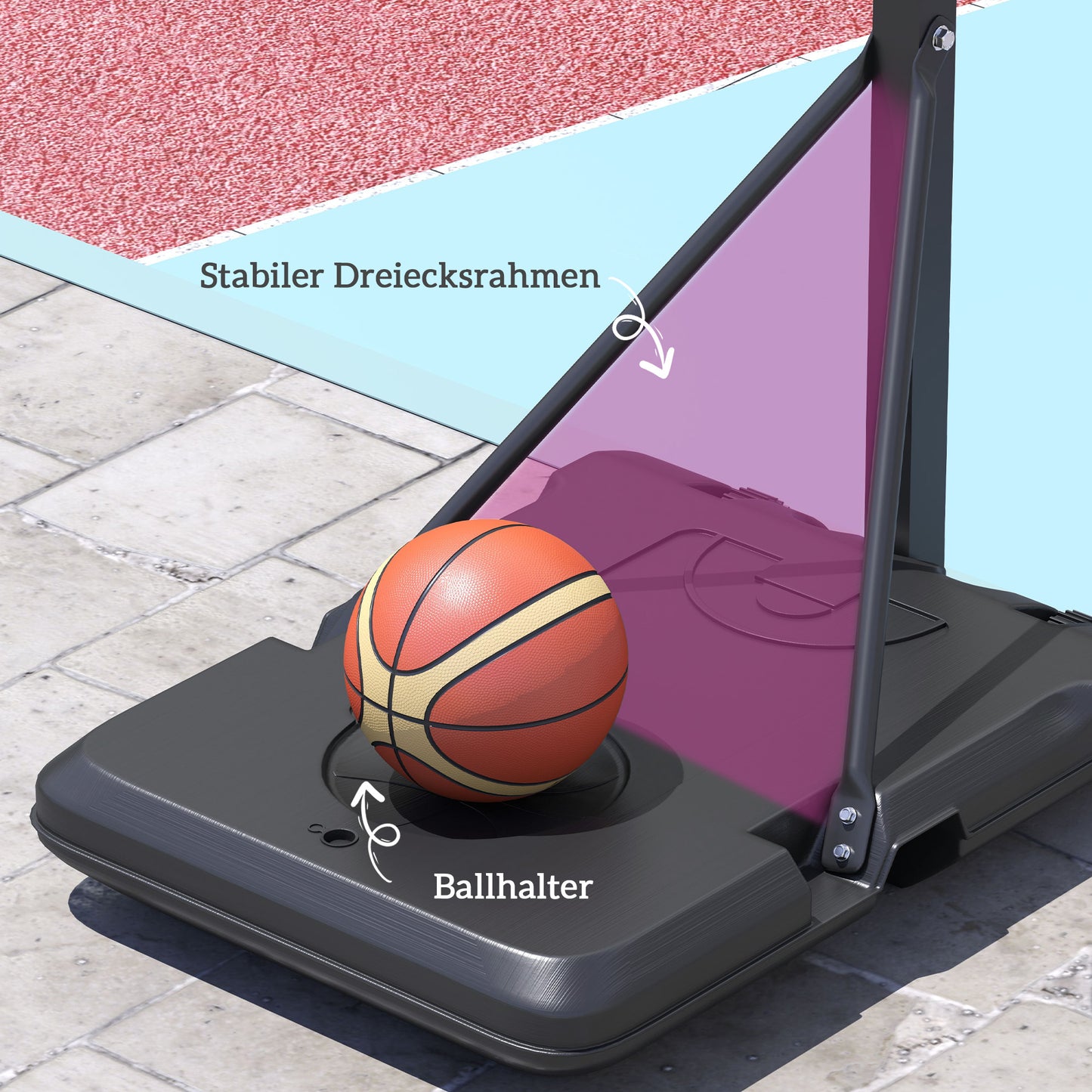 Basketbalpaal – Basketbalstandaard – Basketbalring – Basketbalring Met Net – Verstelbare Hoogte 146-236 cm – Stalen Frame En Verrijdbaar