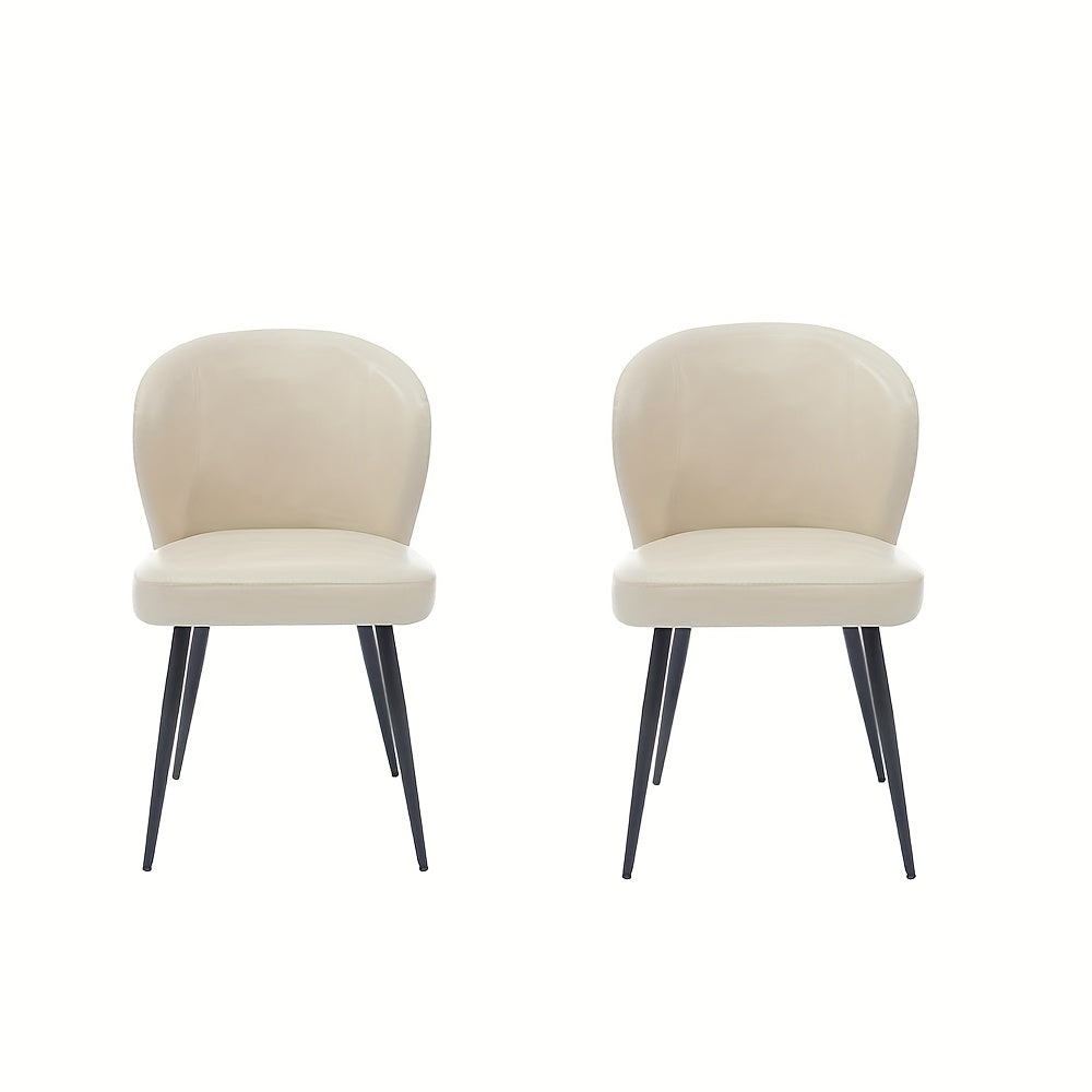 Eetkamerstoel – Stoel – Kuipstoel – Woonkamerstoel – Bureaustoel – Set Van 6 – Modern Kunstleer – Met Armleuning – Beige
