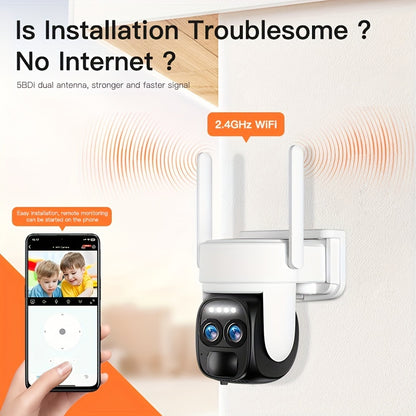 Beveiligingscamera – Camerabewaking – Buitencamera – Bewakingscamera – IP-camera – 2K Resolutie – Zonnepaneel Met PTZ Dual Lens