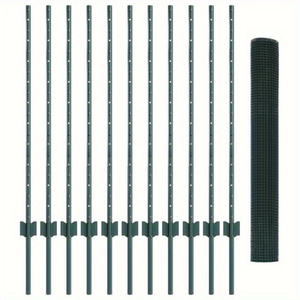 Tuinomheining – Tuinafscheiding – Tuinafsluiting – Borderafscheiding – Groen – Gegalvaniseerd Staal – 2 Sets van 1 Meter – 25 cm Hoogte