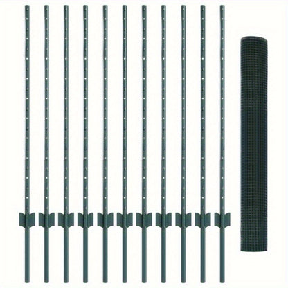Tuinomheining – Tuinafscheiding – Tuinafsluiting – Borderafscheiding – Groen – Gegalvaniseerd Staal – 2 Sets van 1 Meter – 25 cm Hoogte