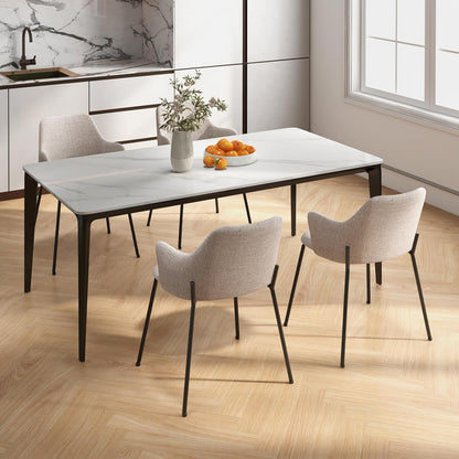Eetkamerstoelen – Stoelen – Kuipstoelen – Keukenstoelen – Gestoffeerde Stoelen – Wit – Ergonomisch Gebogen Rugleuning – Stevig Metalen Frame Tot 150 Kg