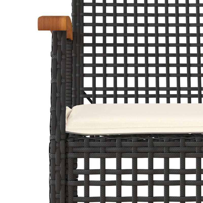Garden chairs with pillows 2pcs black poly rattan acacia wood Add a touch of rustic charm to your dining room, garden, or terrace with this wooden garden chair! If you're looking for durable garden furniture, this is the idea