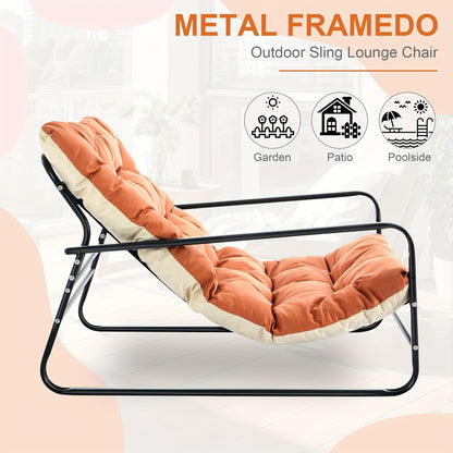 Waterdicht Buiten-2-Zits Reclame-Sofa met Verwijderbare Kussens – Robuust Handmatig Verstelbaar Lounge-Meubel voor Balkon, Tuin of Zwembad (Oranje/Beige)